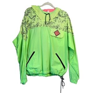 Vintage 80s Ocean Pacific Mens L Neon Anorak Windbreaker Surf Hoodie Jacket